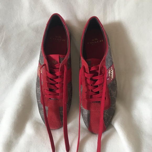 Coach red and brown sneakers - Picture 2 of 13